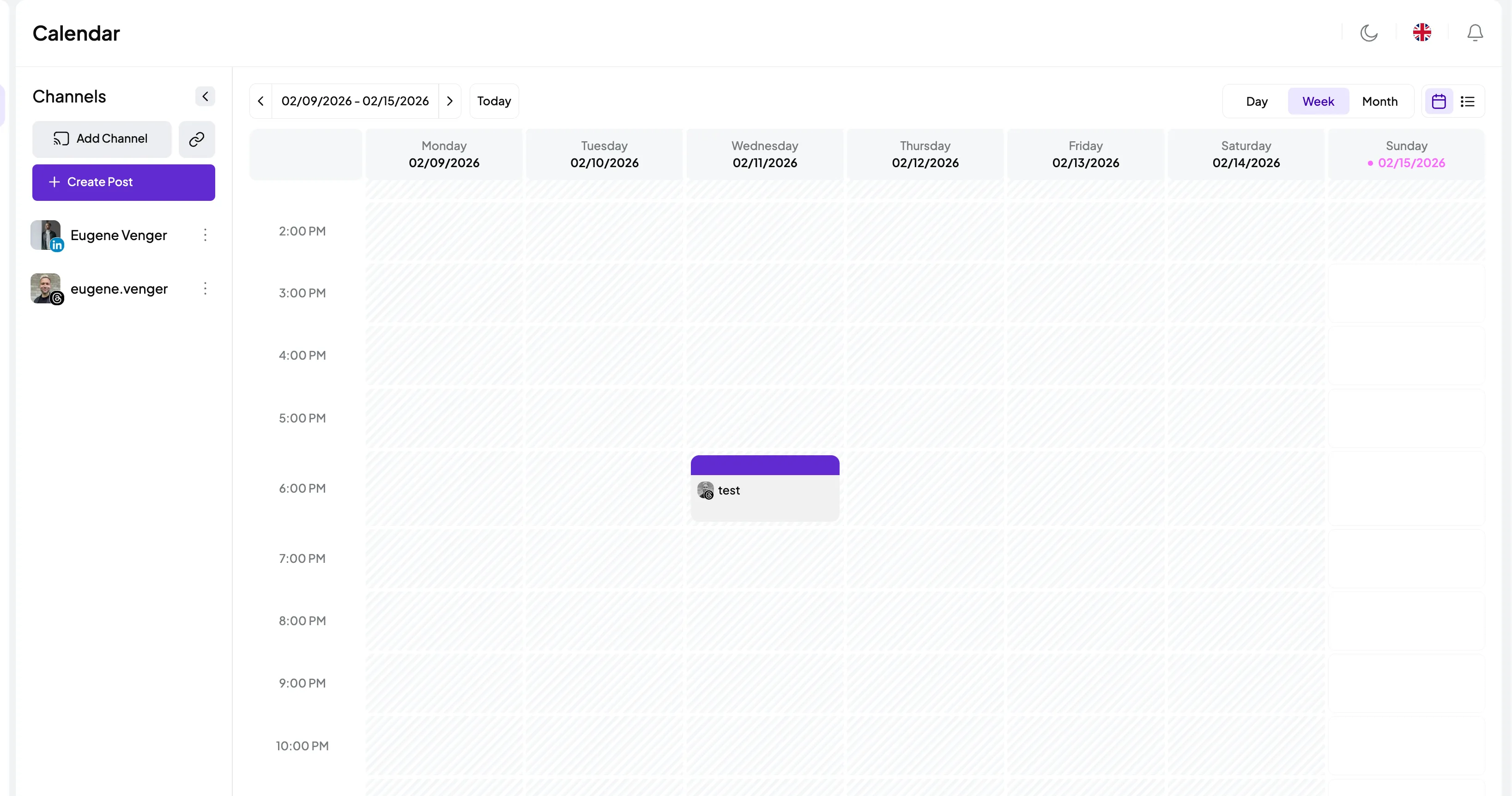 Screenshot of Postiz Dashboard