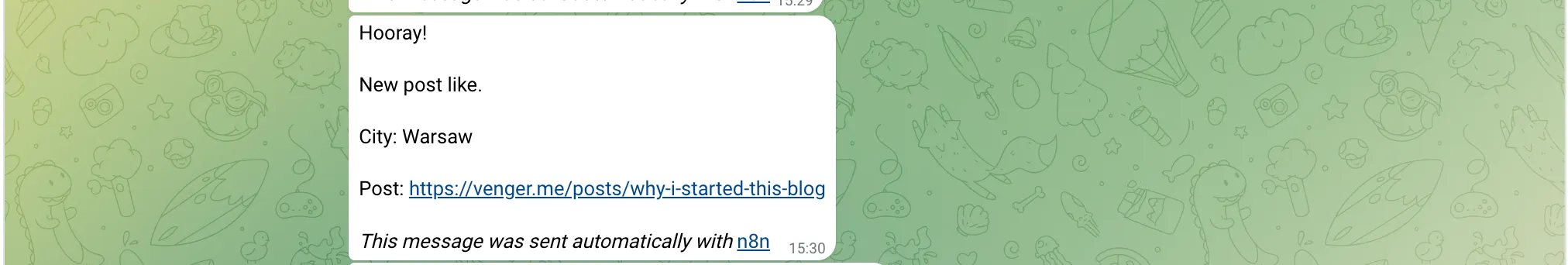 Screenshot of Telegram Alert